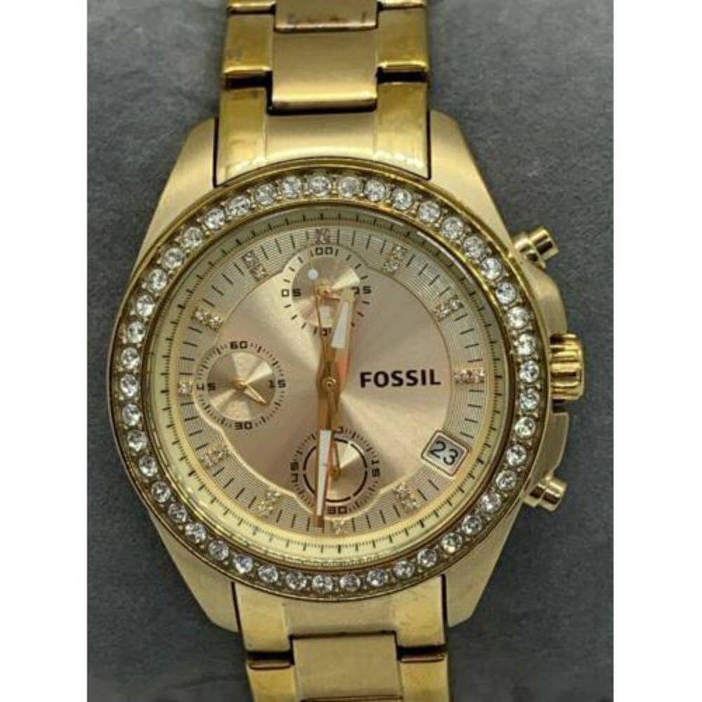 Fossil ES2683 Women's Watch Chronograph Gold Crystal Quartz Analog 38mm D534